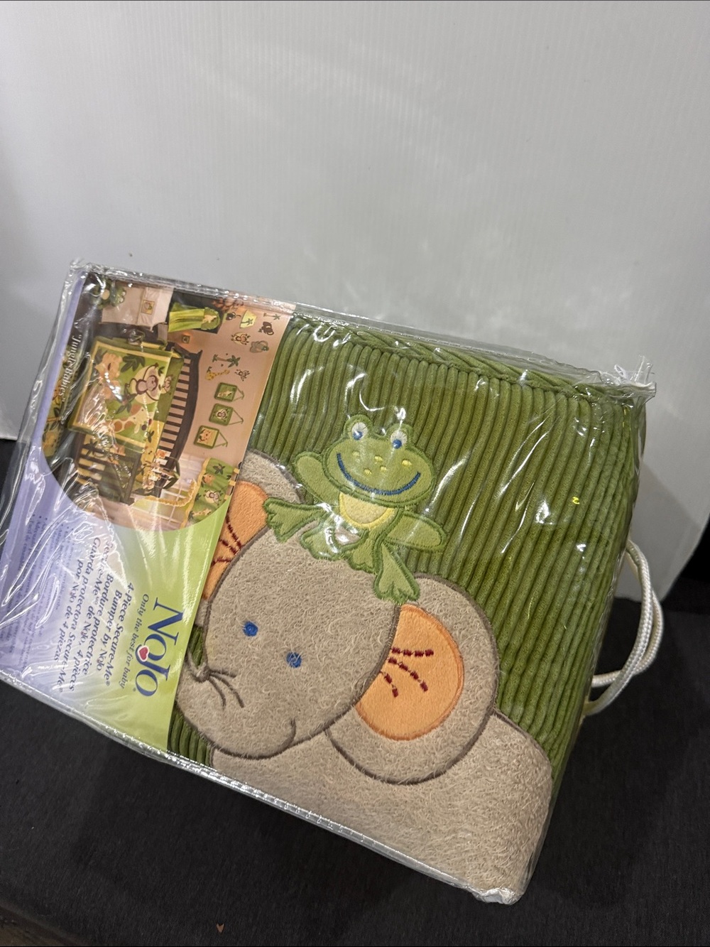 Green Frog & Elephant Kids crib Decorative bedding